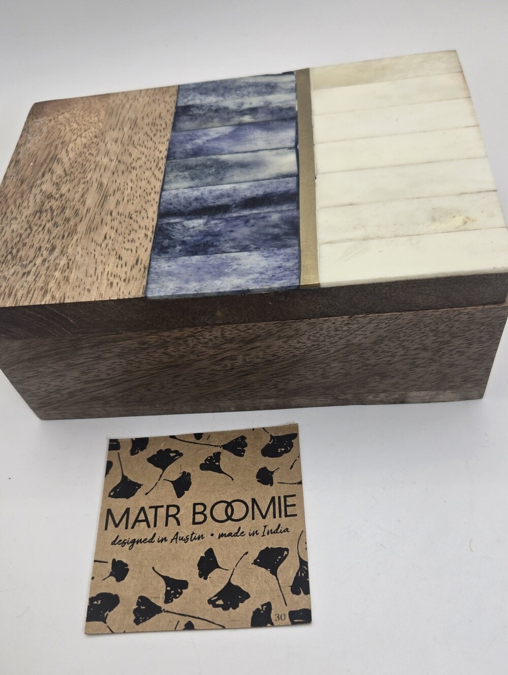 New! Matr Boomie Decor Trinket Box Wood And Metal Geometric